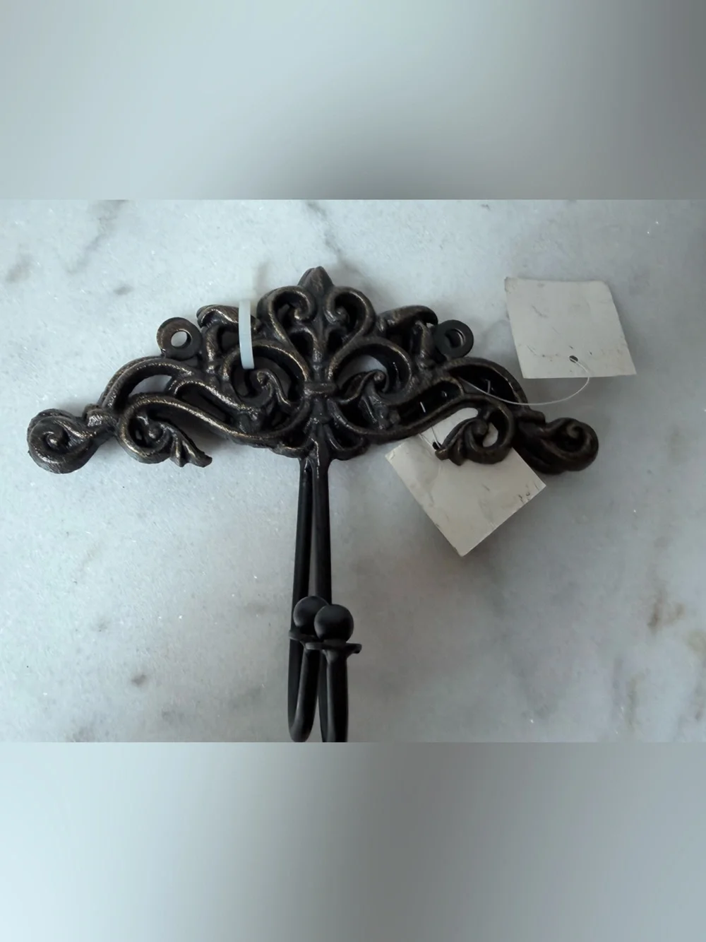 Ornate Metal Wall Hook - Brown and Antique Gold set of 2